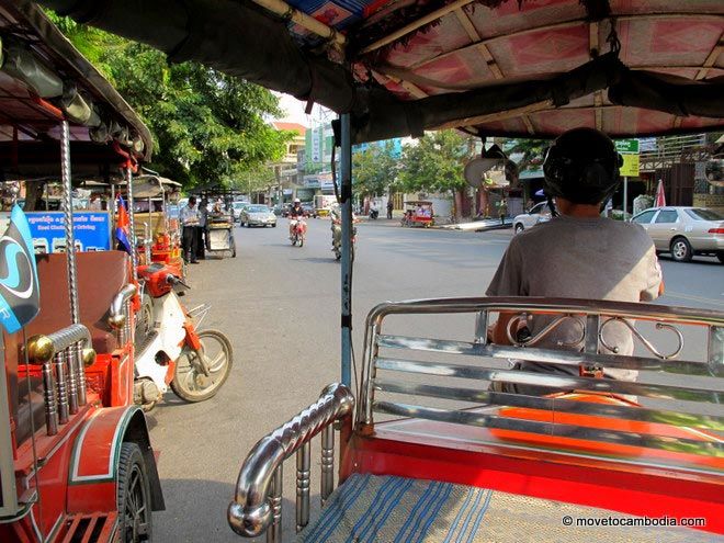 Transportation Cambodia A tuk tuk in Cambodia from the passenger's perspective.