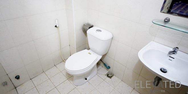 Khmer-style townhouse bathroom