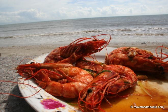 Koh Kong Crab Shack Prawns Prawns glazed in honey at the Crab Shack in Koh Kong
