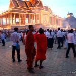Monks at dusk in front of Royal Palace