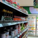A shelf of goods at Lucky Supermarket on Sihanouk in Phnom Penh