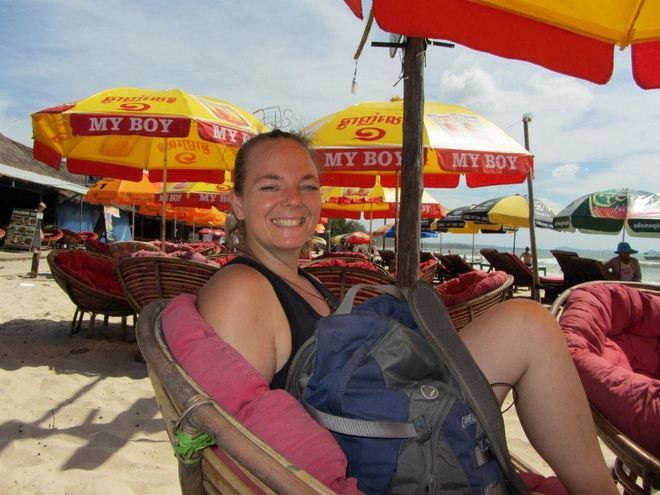 Kelly enjoying some Cambodia beach time. 