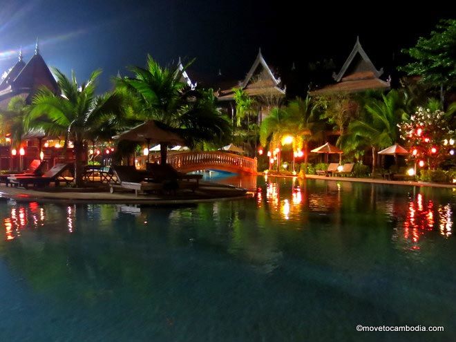 Sokhalay Angkor pool at night Sokhalay Angkor pool at night