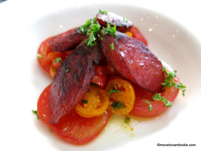 tomato and chorizo salad at Deco, Phnom Penh