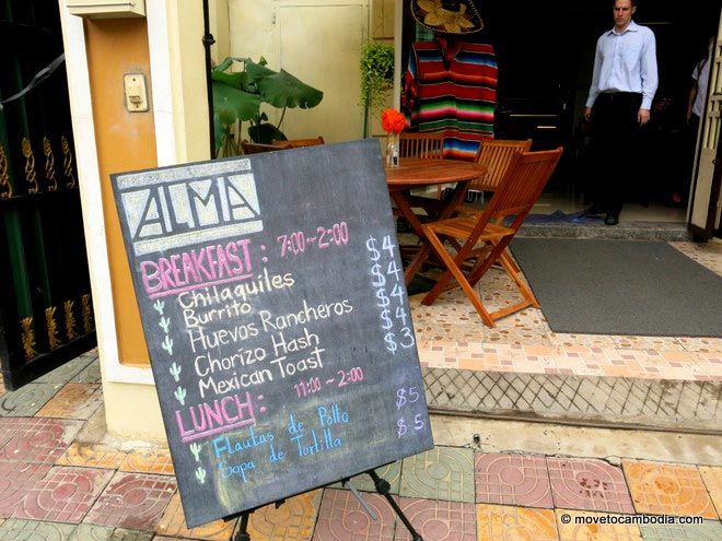 Alma Cafe Phnom Penh outside of Alma Cafe Phnom Penh