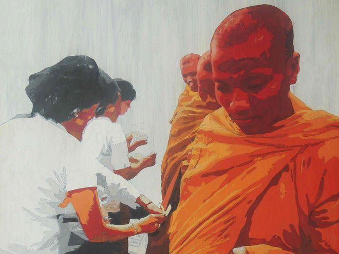 Monk procession by Lim Muy Theam Monk procession by Lim Muy Theam