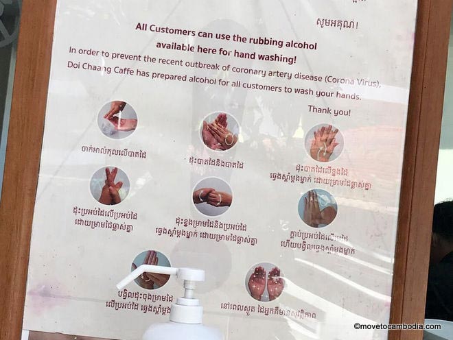 Cambodia covid hand-washing sign