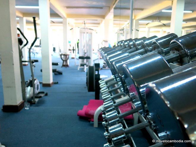 Weights at Physique Club Cambodiana Hotel