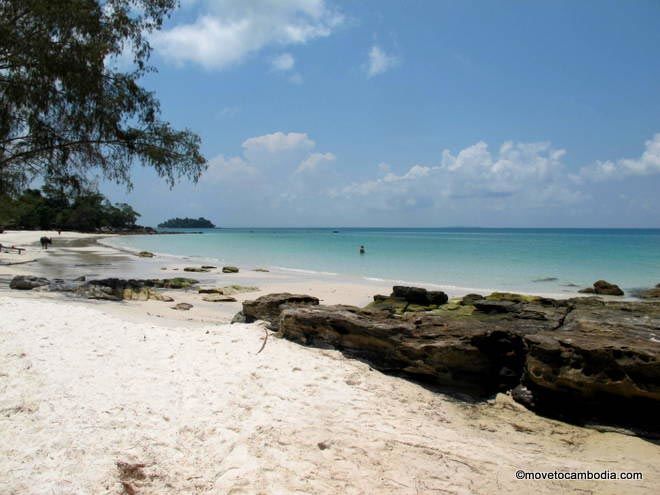 The beach in front of Paradise Bungalows on Koh Rong