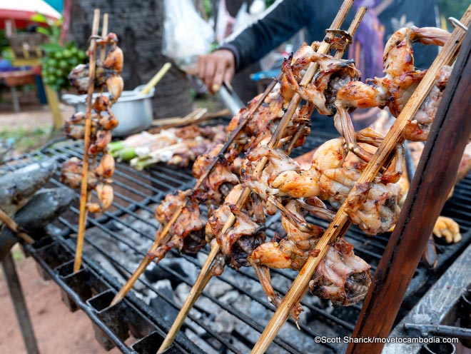 Stuffed frogs food tour Siem reap